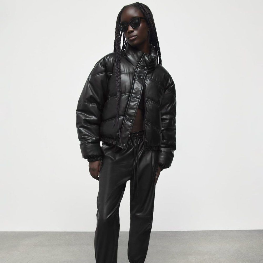 Zara FAUX LEATHER JOGGING TROUSERS